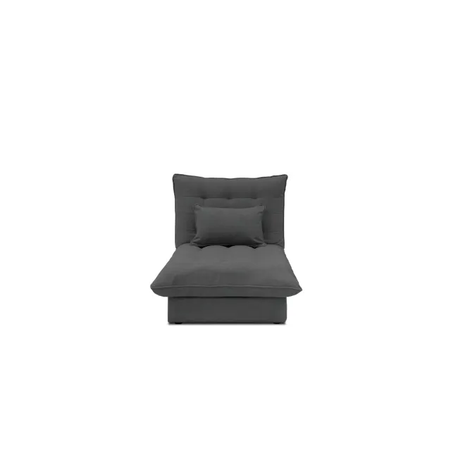Tessa Storage Lounge Sofa Bed - Charcoal (Eco Clean Fabric) - 16 - Modern gray sofa with plush cushions, sleek design