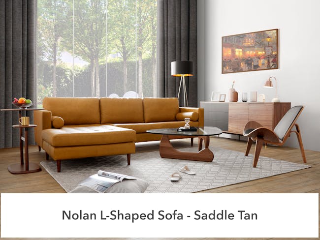 Nolan L-Shaped Sofa - Saddle Tan (Premium Aniline Leather) - 1