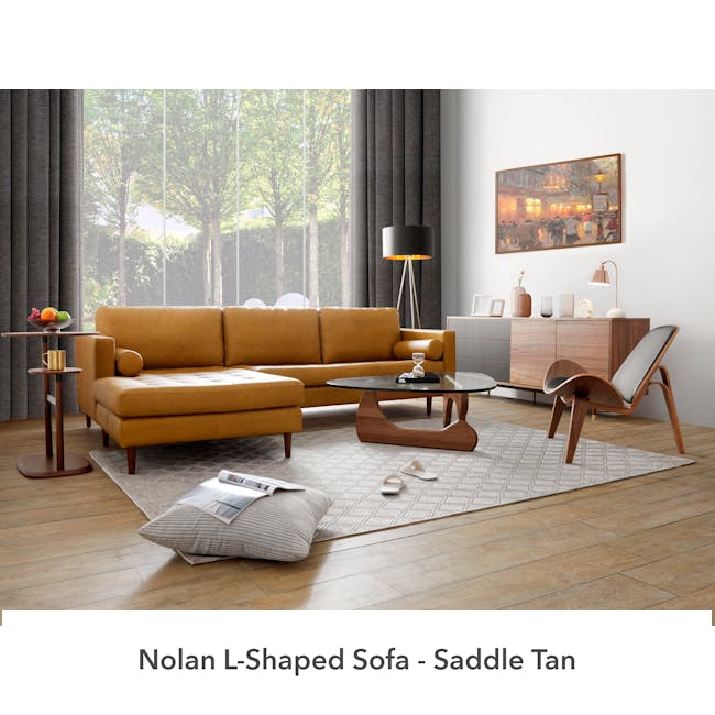 Nolan L-Shaped Sofa - Saddle Tan (Premium Aniline Leather) - 1