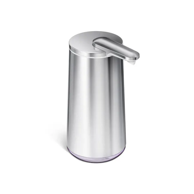 simplehuman Sensor 10oz Foam Soap Pump Rechargeable - Brushed - 1 - Silver, stainless steel, cylindrical, modern, sleek
