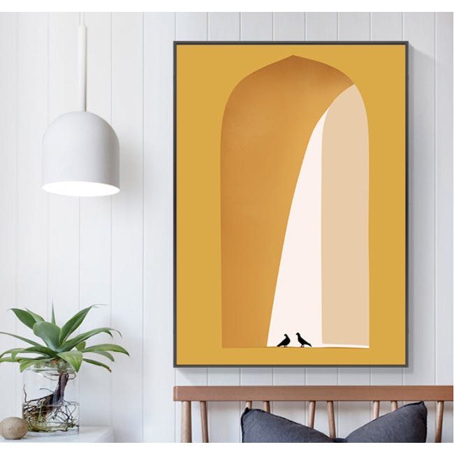 Minimalist Architecture Art Print on Stretched Canvas with Black Frame 60cm x 90cm - Twin Birds - 2