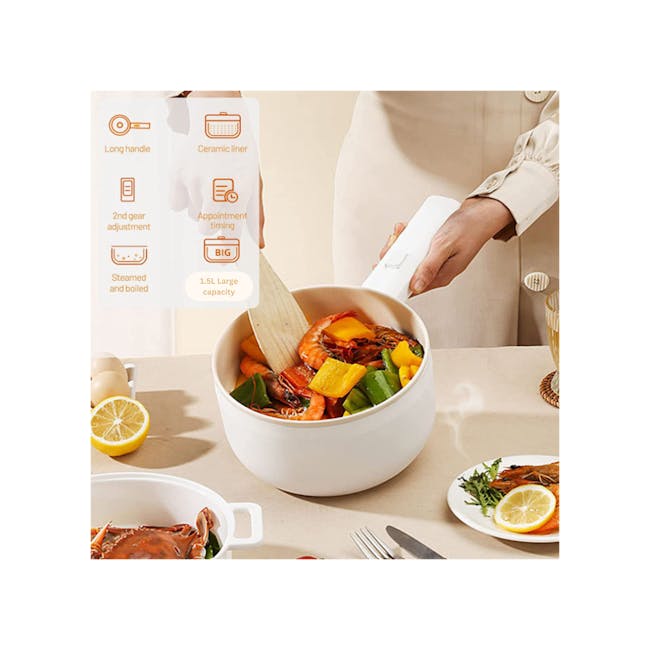 ARDEN Kitchen Multi-Functional Electric Hot Pot - 2 - Long handle, Ceramic liner, 2nd gear adjustment, Appointment timing