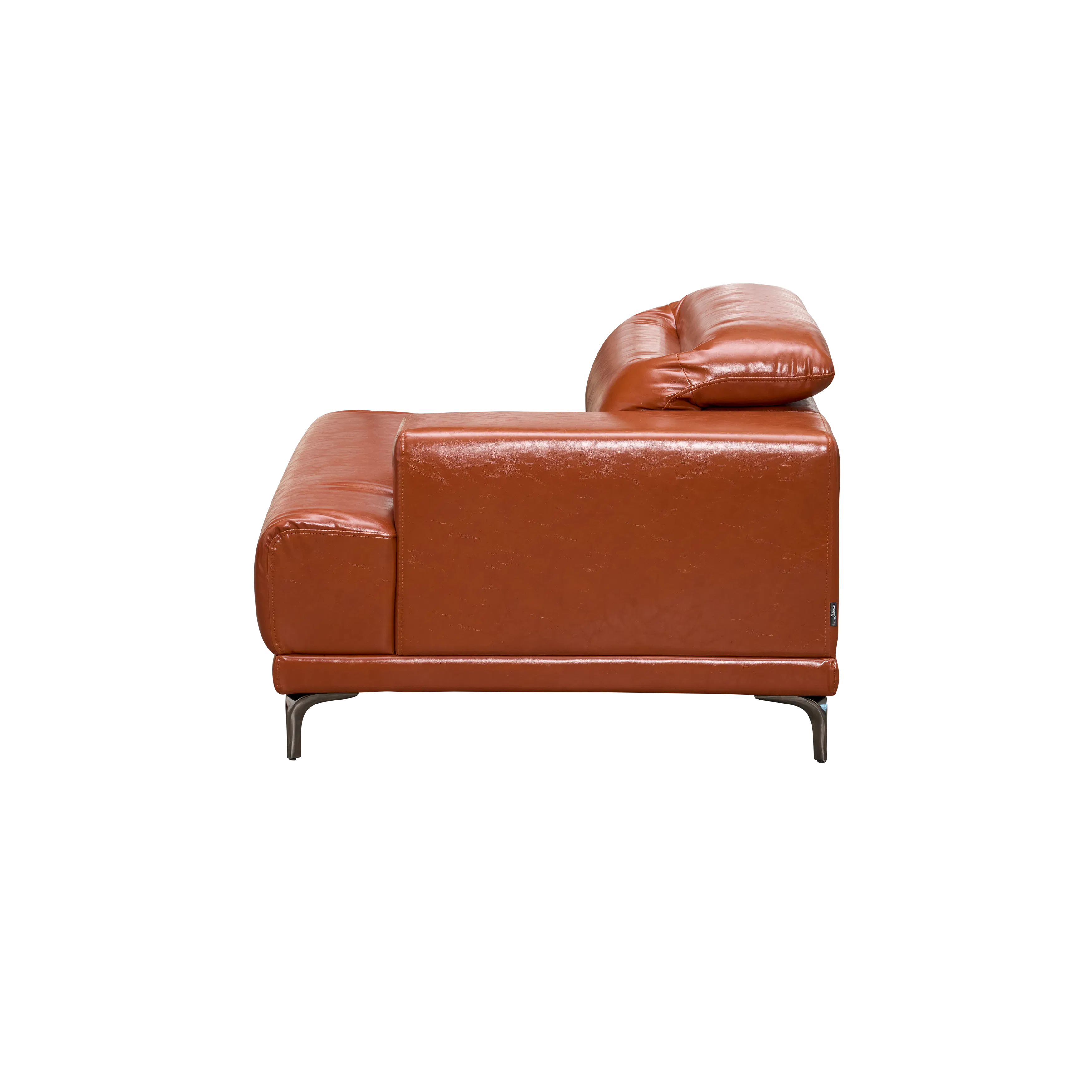 Lorney 3 Seater Sofa with Adjustable Headrest - Camel (Faux Leather) - 147