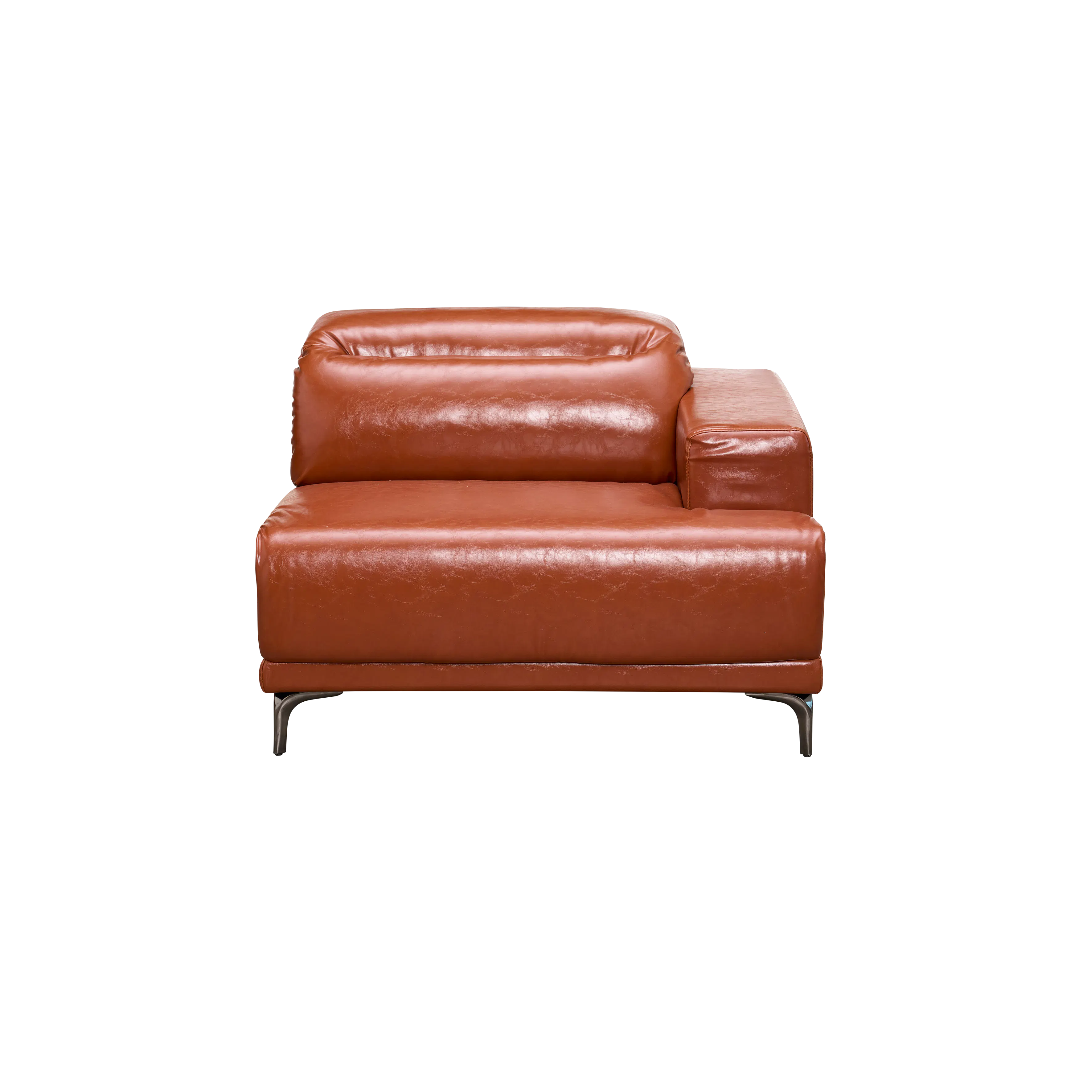 Lorney 3 Seater Sofa with Adjustable Headrest - Camel (Faux Leather) - 46