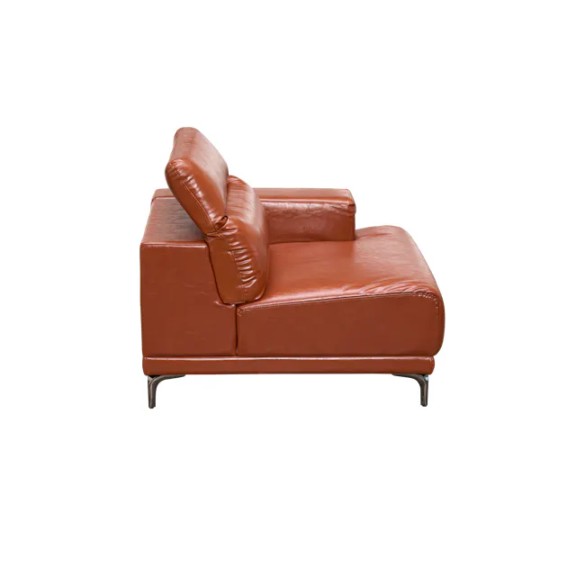 Lorney 3 Seater Sofa with Adjustable Headrest - Camel (Faux Leather) - 76