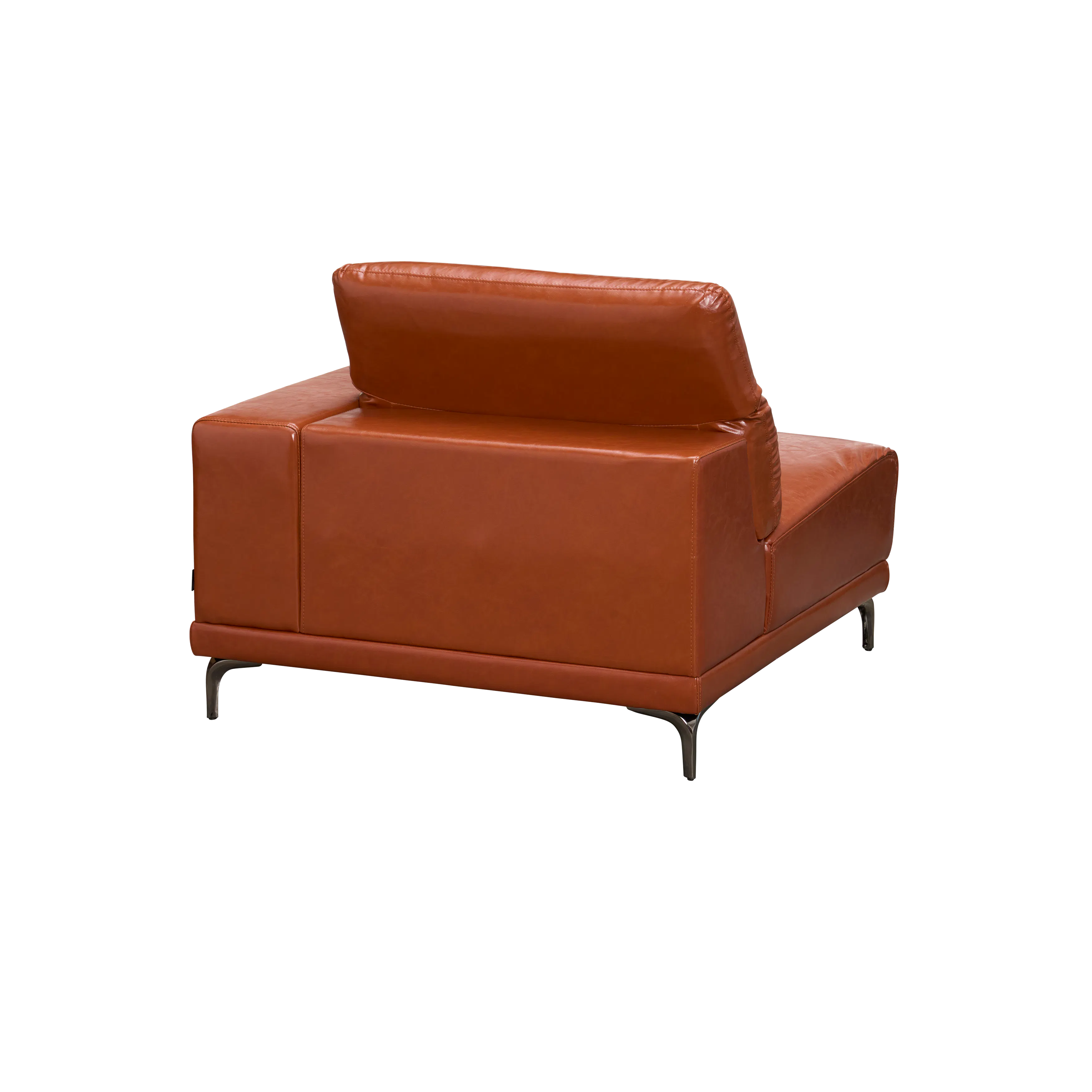 Lorney 3 Seater Sofa with Adjustable Headrest - Camel (Faux Leather) - 77