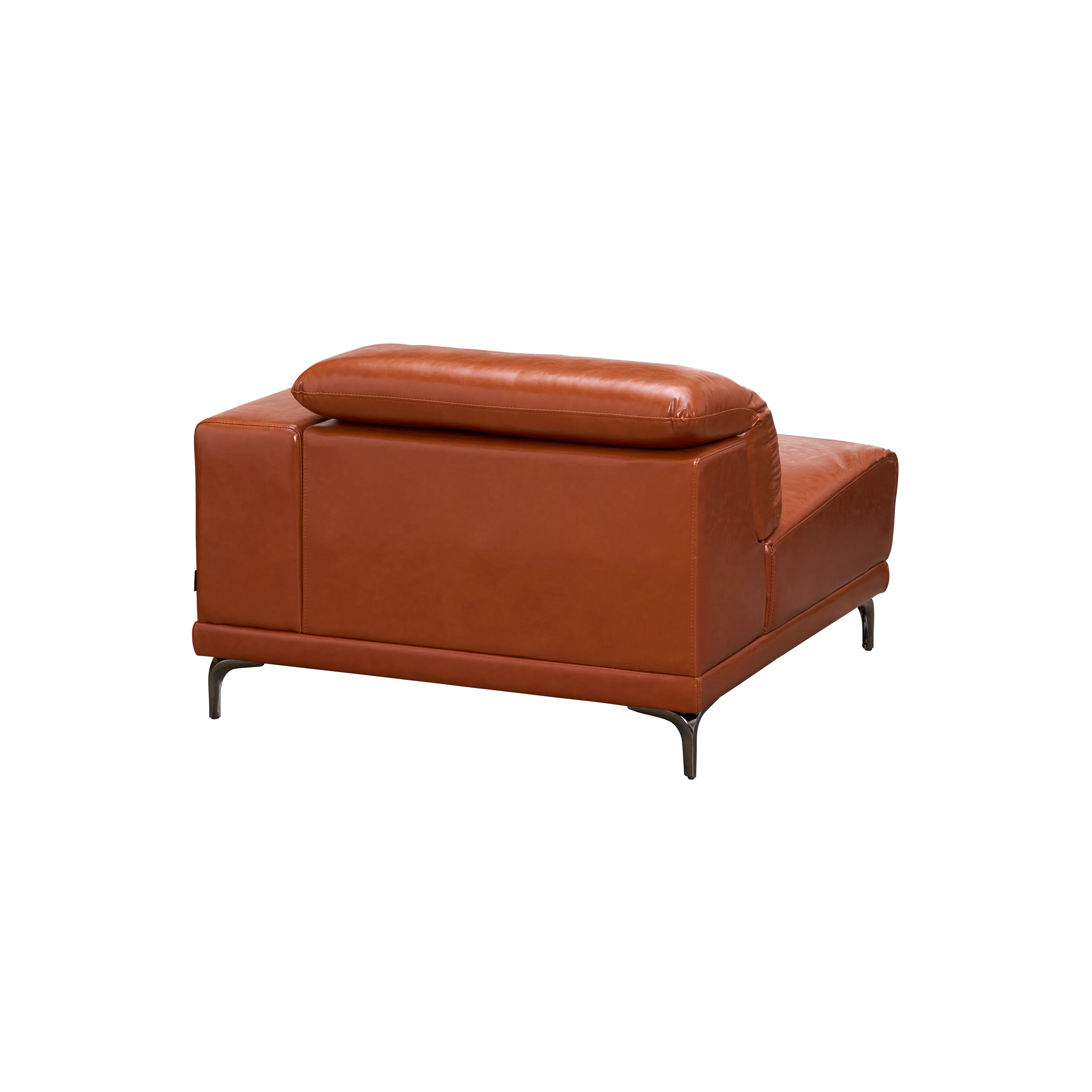 Lorney 3 Seater Sofa with Adjustable Headrest - Camel (Faux Leather) - 78