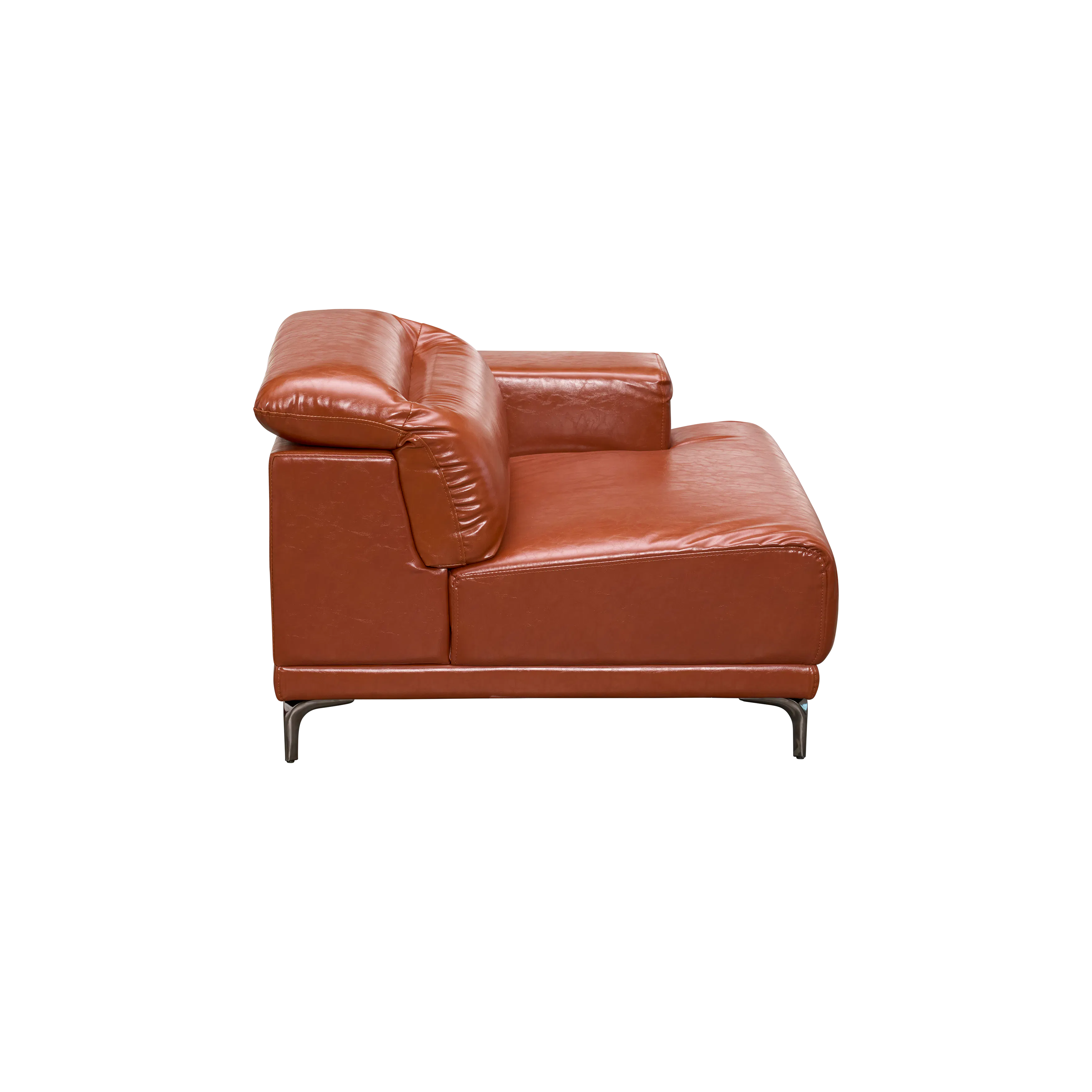 Lorney 3 Seater Sofa with Adjustable Headrest - Camel (Faux Leather) - 79