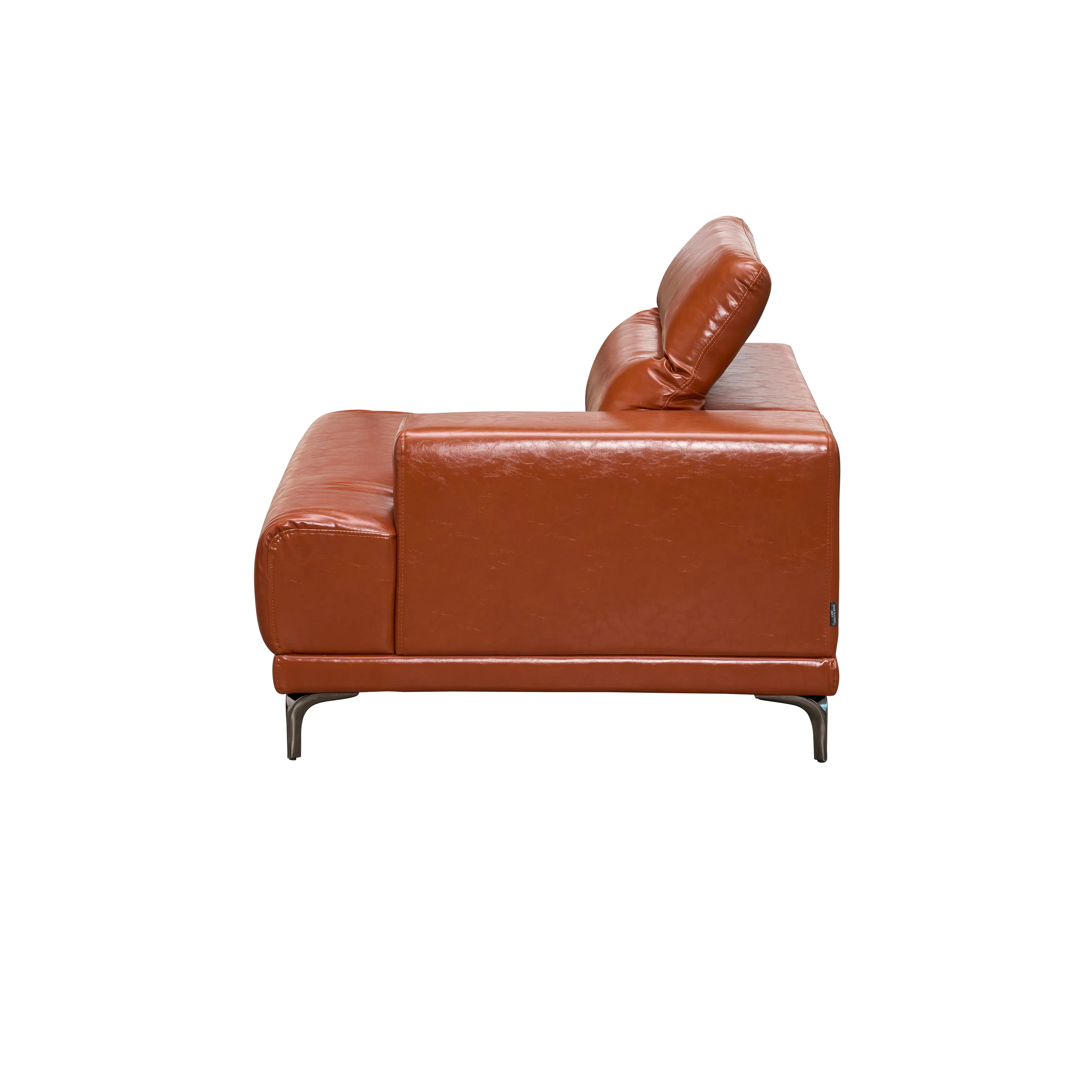 Lorney 3 Seater Sofa with Adjustable Headrest - Camel (Faux Leather) - 80