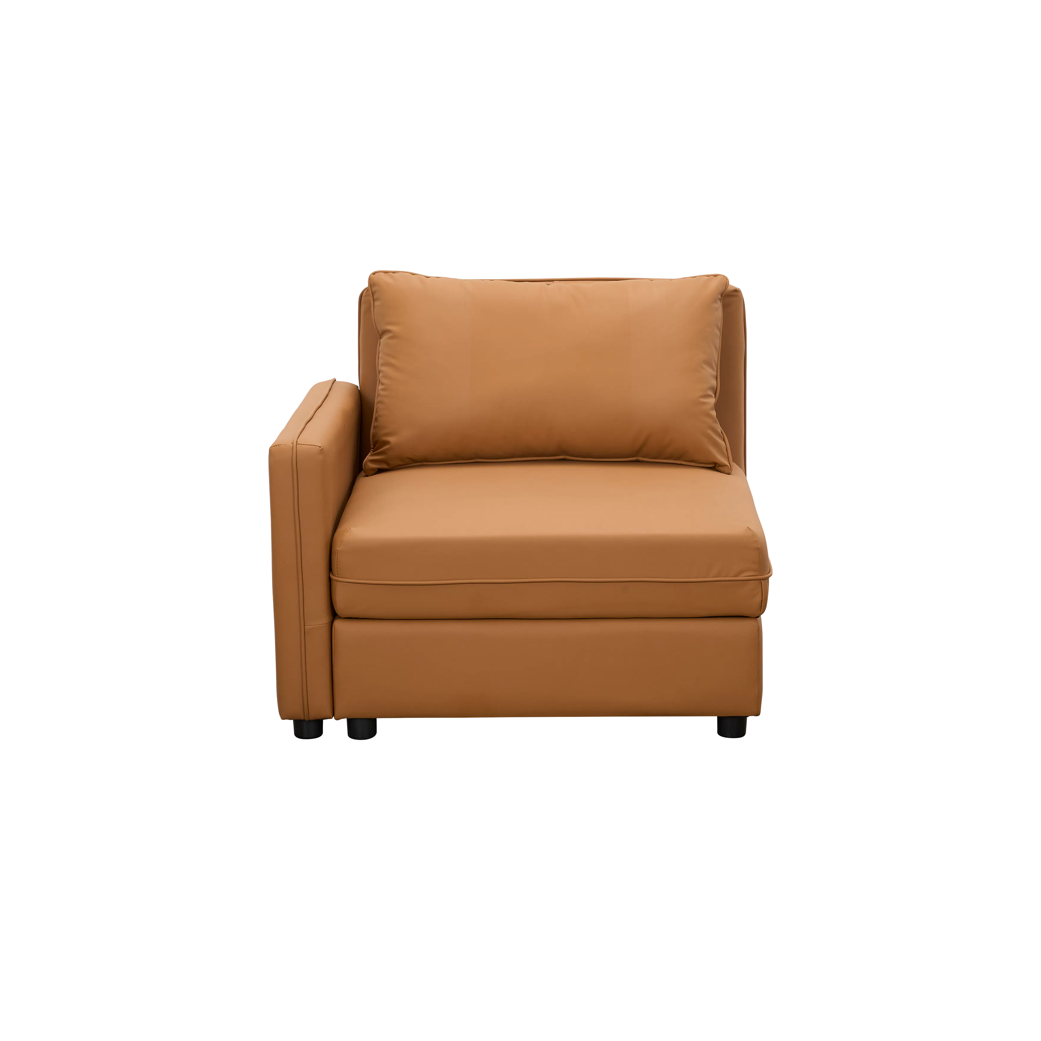 Cameron 3 Seater Storage Sofa - Tan (Pet Friendly) - 18 - Brown leather sofa, minimalist design, comfortable cushions
