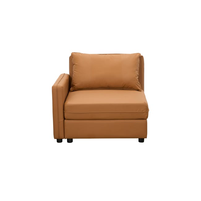Cameron 3 Seater Storage Sofa - Tan (Pet Friendly) - 18 - Brown leather sofa, minimalist design, comfortable cushions