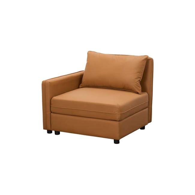 Cameron 3 Seater Storage Sofa - Tan (Pet Friendly) - 23 - Brown leather sofa, modern design, cushioned seat, armrests