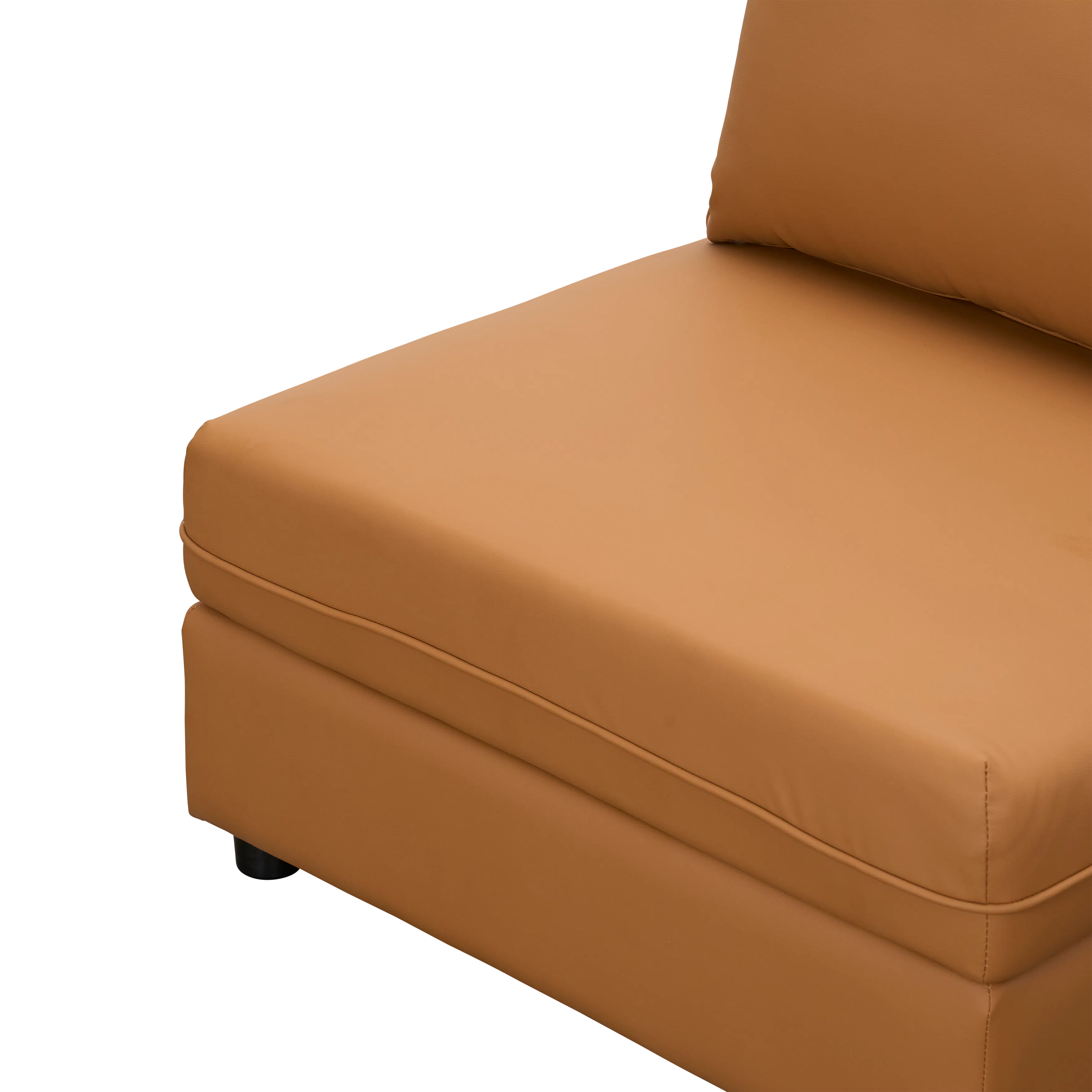 Cameron 4 Seater Storage Sofa - Tan (Pet Friendly) - 15 - Brown leather sofa, minimalist design, smooth texture, soft