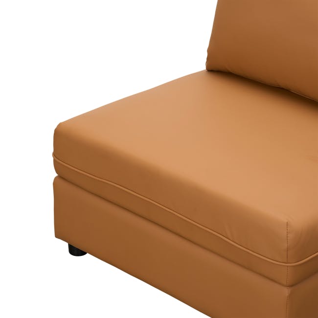 Cameron 4 Seater Storage Sofa - Tan (Pet Friendly) - 15 - Brown leather sofa, minimalist design, smooth texture, soft