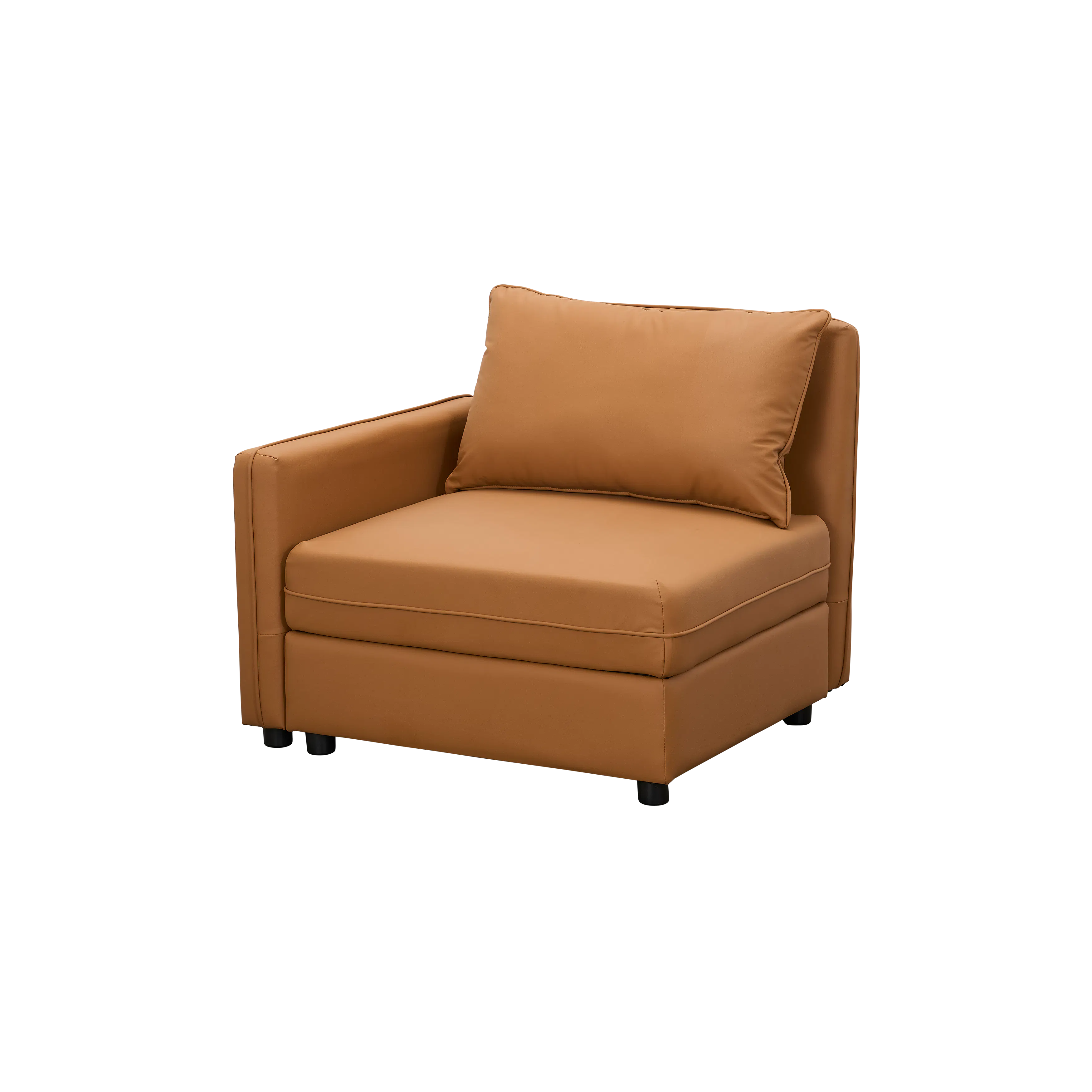 Cameron Large Corner Storage Sofa - Tan (Pet Friendly) - 11 - Brown leather sofa, modern design, cushioned seat, armrests