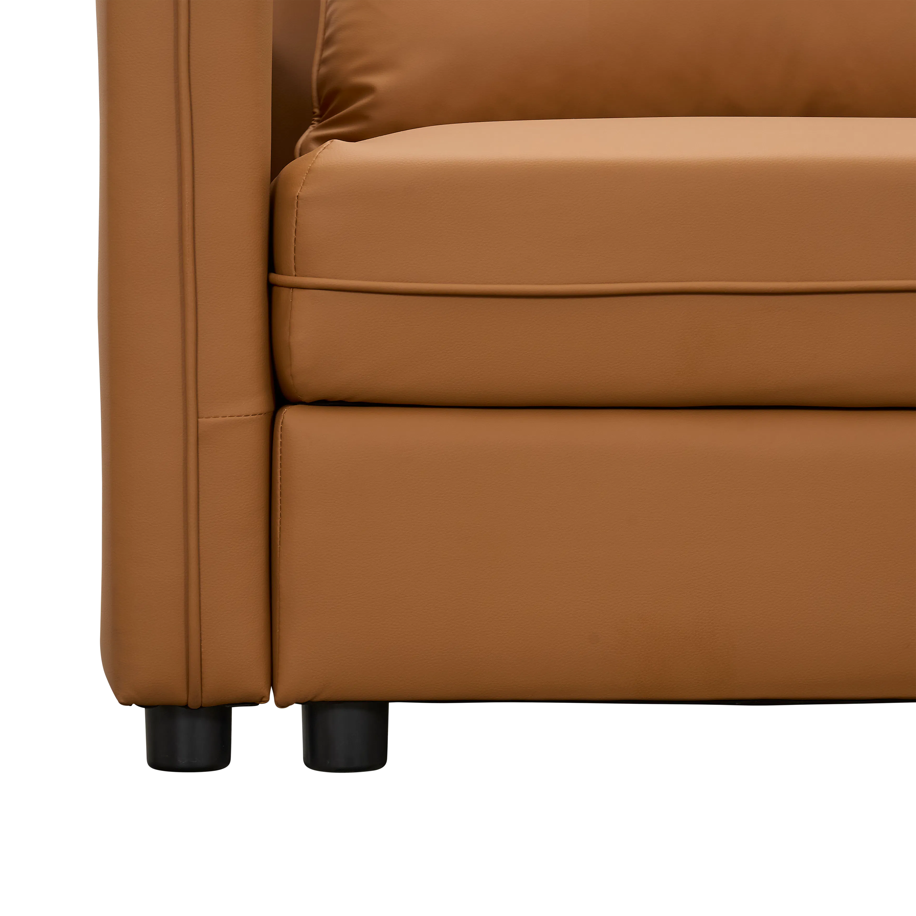 Cameron Large Corner Storage Sofa - Tan (Pet Friendly) - 13 - Brown leather sofa, beige upholstery, smooth texture, modern