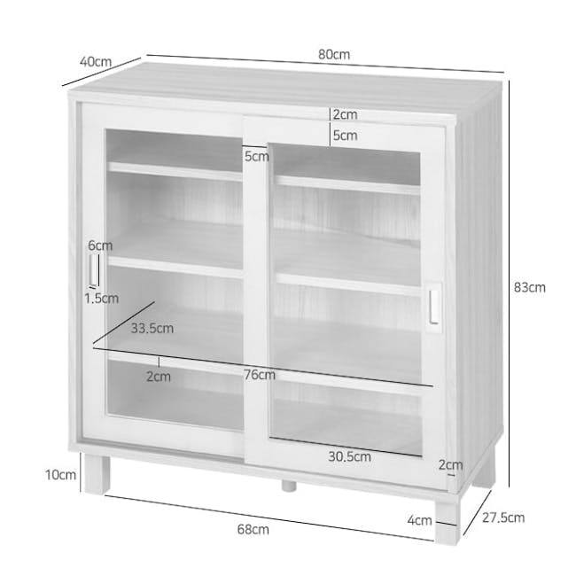 Salleys 2 Door Cabinet 0.8m - Oak - 8 - Compact, white refrigerator with dimensions 80cm x 68cm x 4cm, Adjustable shelves