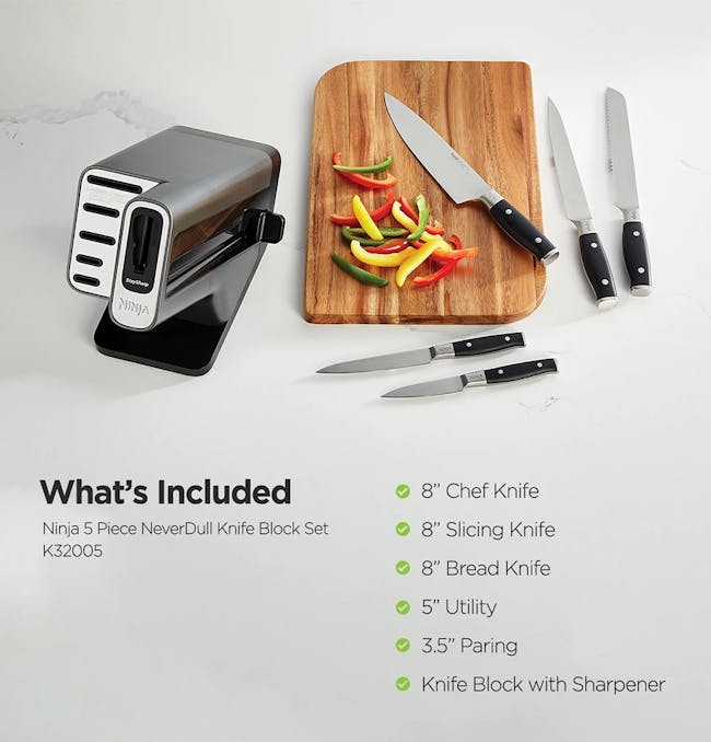Ninja Foodi NeverDull Premium 5Pc Knife Block Set with Sharpener - 9