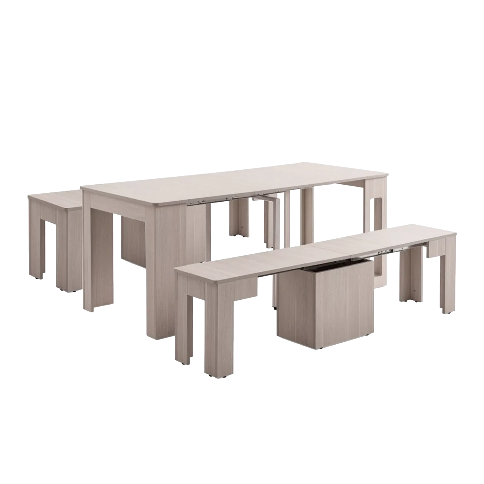 Flexi-Table Extendable Dining Table with Extendable Bench 0.4m-1.8m - Lavender