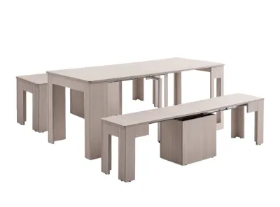 Flexi-Table Extendable Dining Table with Extendable Bench 0.4m-1.8m - Lavender