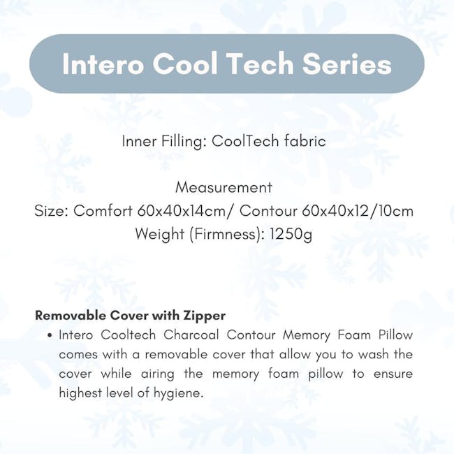 Intero Air-Pass CoolTech Charcoal Memory Foam Pillow Contour - 4