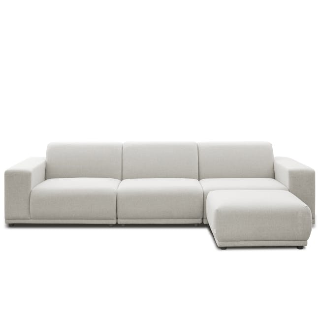 Milan 4 Seater Sofa with Ottoman - Ivory (Fabric) - 0
