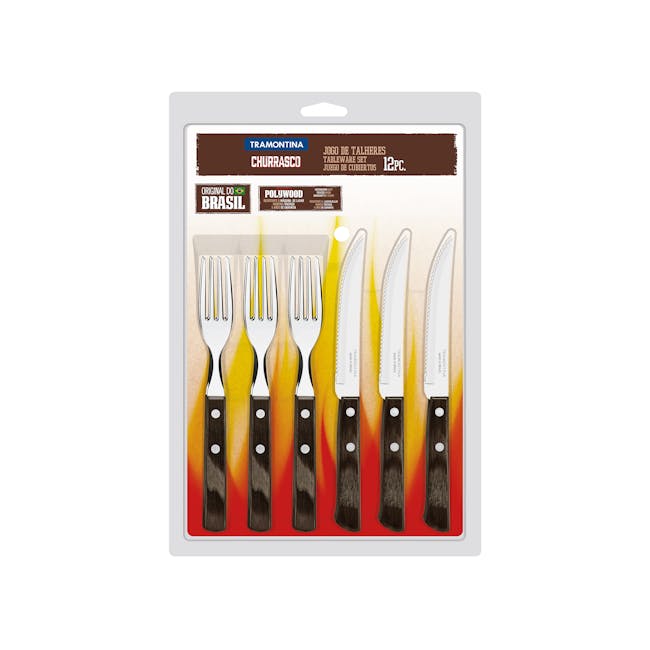 Tramontina 12pc Barbecue Cutlery Set - Brown - 5