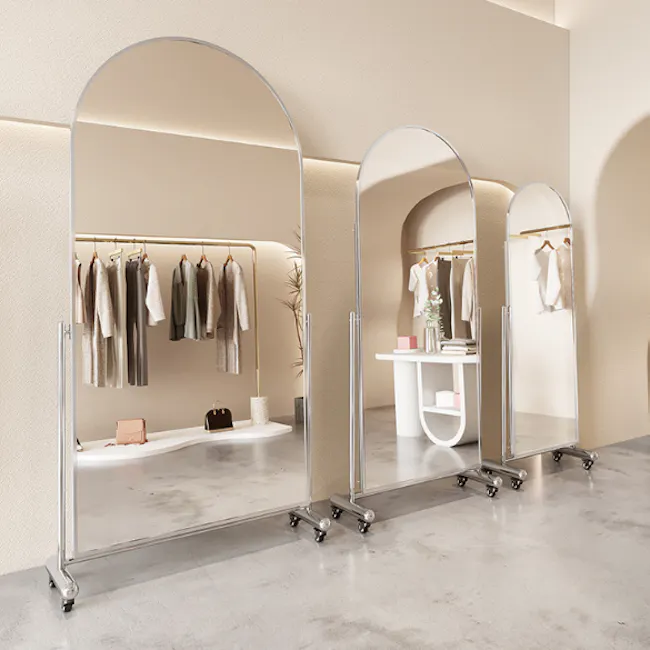 Vega Arched Movable Mirror - Silver - 5 - Modern wardrobe, minimalist design, sleek mirrors, stylish interior, contemporary