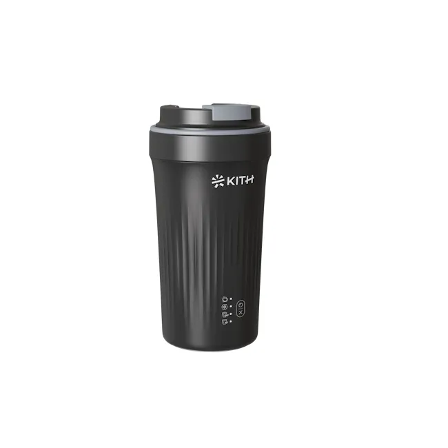 KITH Bevie Electric Travel Milk Frother Tumbler - 1 - Sleek black travel mug with ergonomic handle, Integrated temperature