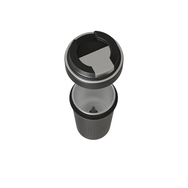 KITH Bevie Electric Travel Milk Frother Tumbler - 4 - 3D rendering, stainless steel, lid, coffee cup, disposable, travel