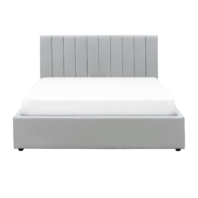 Audrey King Storage Bed in Silver Fox (Fabric) with 2 Leland Twin Drawer Bedside Tables - 2