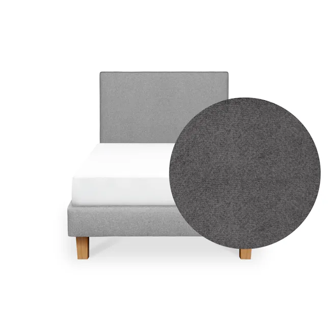 ESSENTIALS Super Single Headboard Divan Bed - Shadow Grey (Pet Friendly) - 1 - Grey upholstered chair, wooden legs