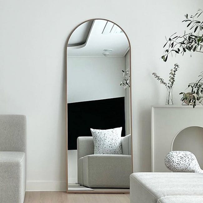(As-is) Lindsey Arched Frameless Standing Mirror 60cm - Maple Oak - 2 - 18