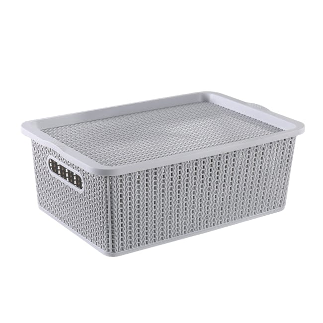 Braided Storage Basket with Lid - Medium - 0