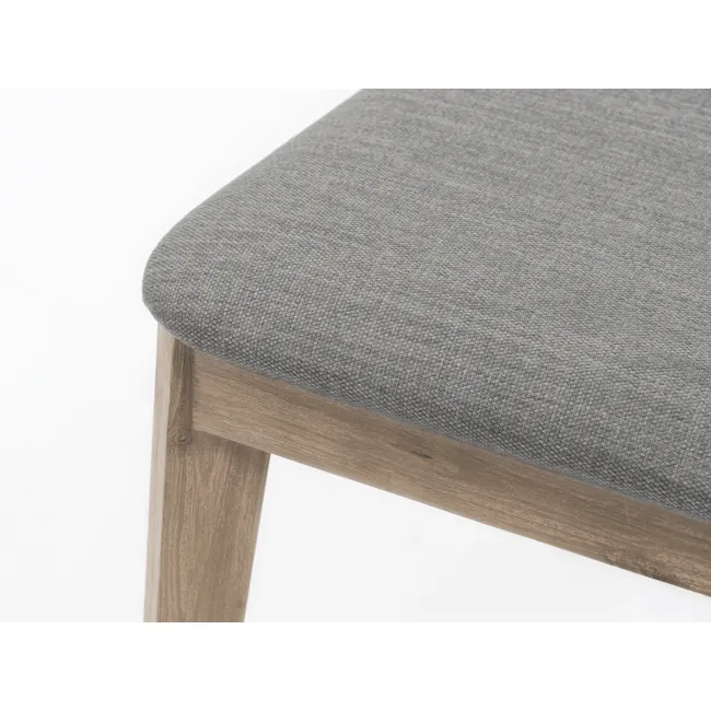 Leland Dining Chair - 11 - Gray textured fabric seat, light wooden legs, minimalist design, modern aesthetic, cozy seating