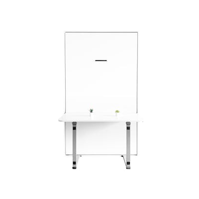 Llyod Single Vertical Wall Bed with Desk - White - Image 1