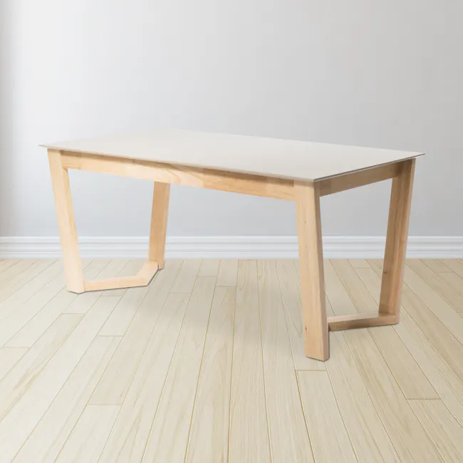 (As-Is) Meera Extendable Dining Table 1.6m-2m - Natural, Taupe Grey - 25 - Light wooden table, minimalist design, light wood