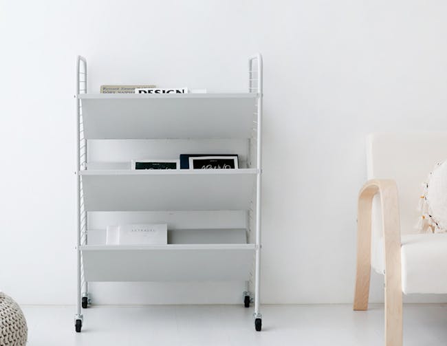 Ratner Bookshelf Trolley - Light Grey - 2