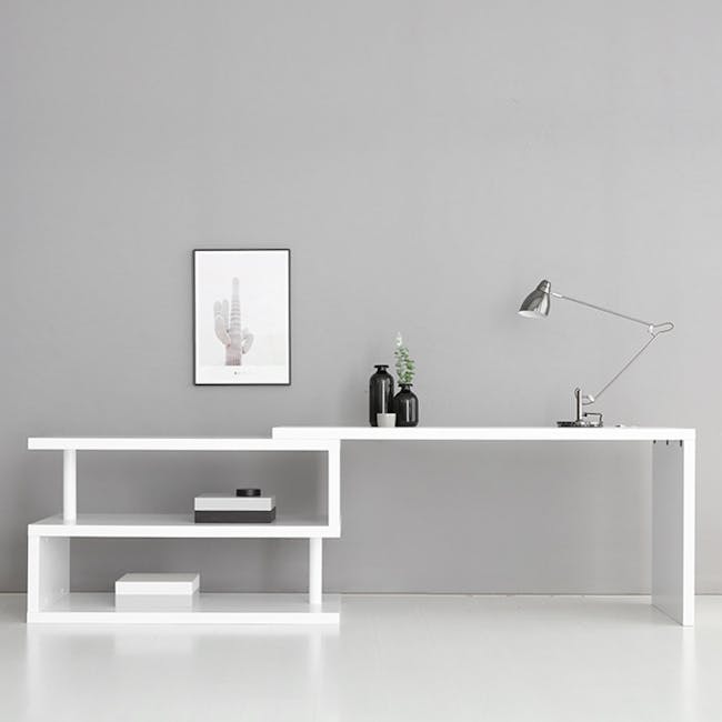 Fikk Adjustable Study Table 1.6m - White - 4