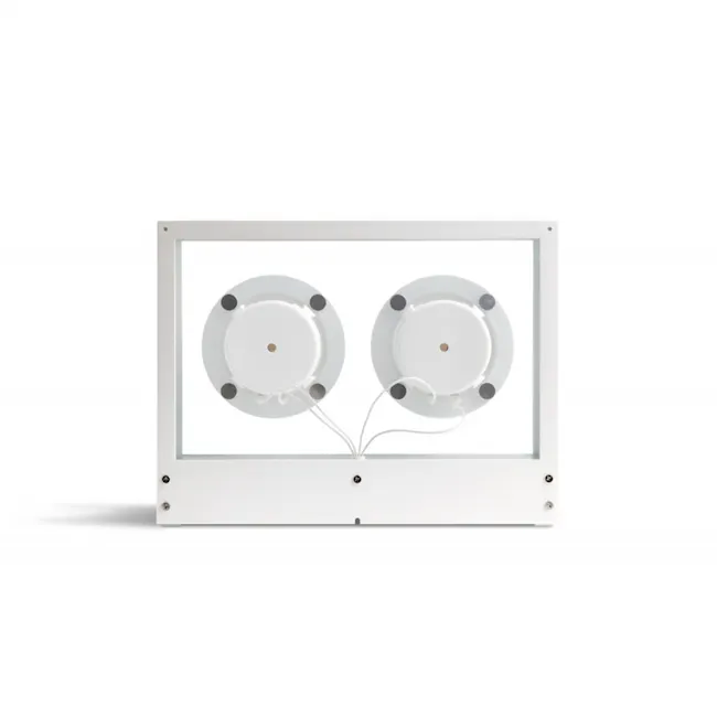 Small Transparent Speaker - White - 4 - Sleek, modern LED light fixture, Dual LED panel design, White frame with black