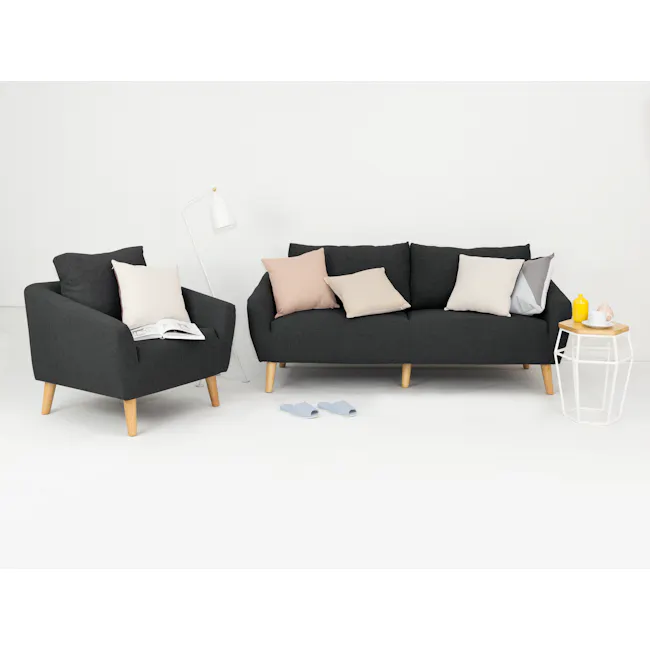 Hana 3 Seater Sofa with Hana Armchair - Charcoal - 11