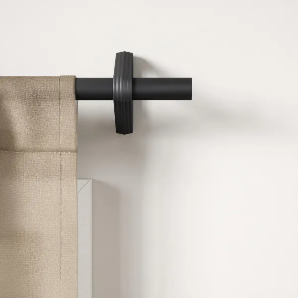 Room setting featuring Trinity Pin-Point Curtain Rod - Matte Black