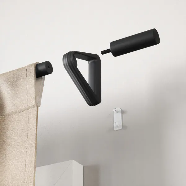 Room setting featuring Trinity Pin-Point Curtain Rod - Matte Black