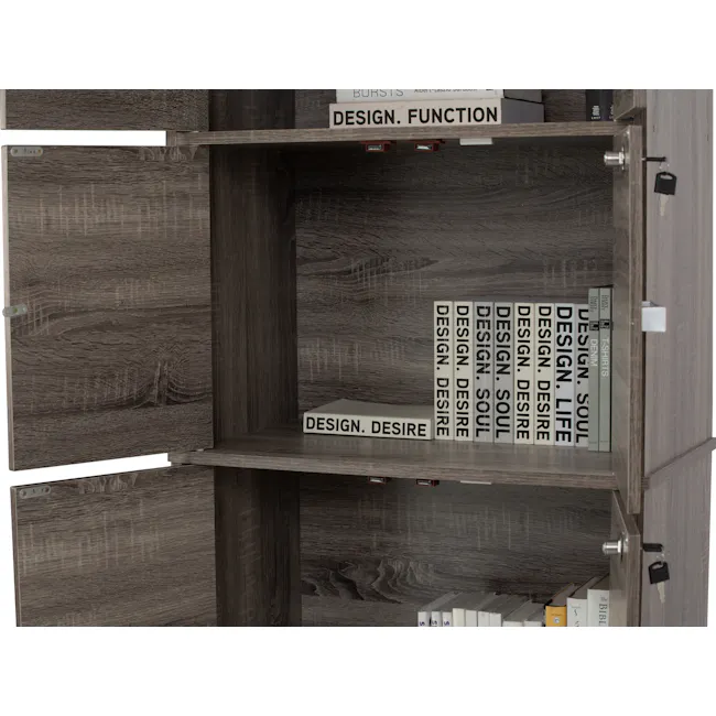 Naya 10 Door Cabinet - Dark Sonoma - 14 - Wooden bookshelf, minimalist design, dark wood finish, open shelf, books, design