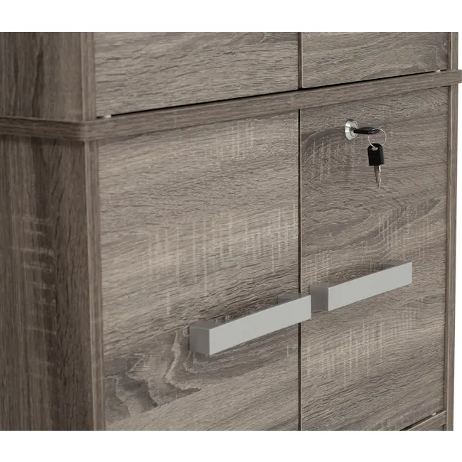 Naya 10 Door Cabinet - Dark Sonoma - 8 - Wooden, cabinet, drawers, lock, key, handle, metallic, sturdy, design, texture