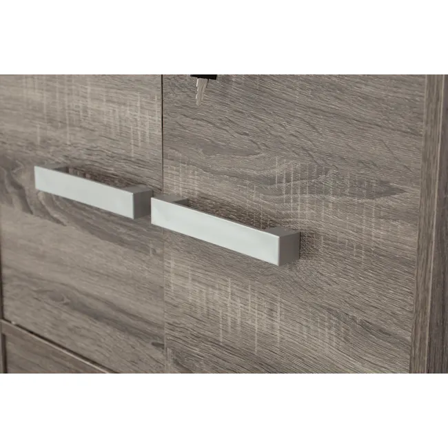 Naya 10 Door Cabinet - Dark Sonoma - 9 - Wooden cabinet with sleek handles, brushed metal accents, modern design, minimalist