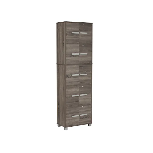 Naya 10 Door Cabinet - Dark Sonoma - 1 - Wooden, tall, multi-functional, cabinet, drawers, sideboard, vertical, storage