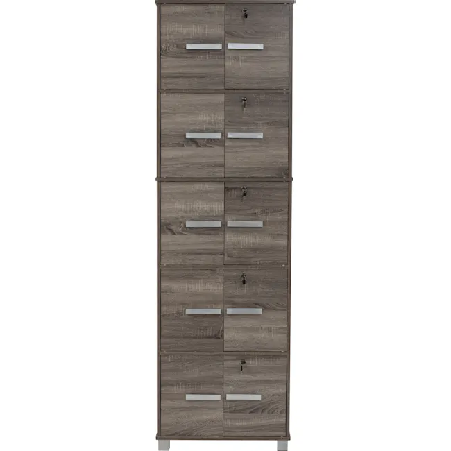 Naya 10 Door Cabinet - Dark Sonoma - 3 - Wooden, sleek, modern, minimalist, contemporary, industrial, natural, earthy, warm