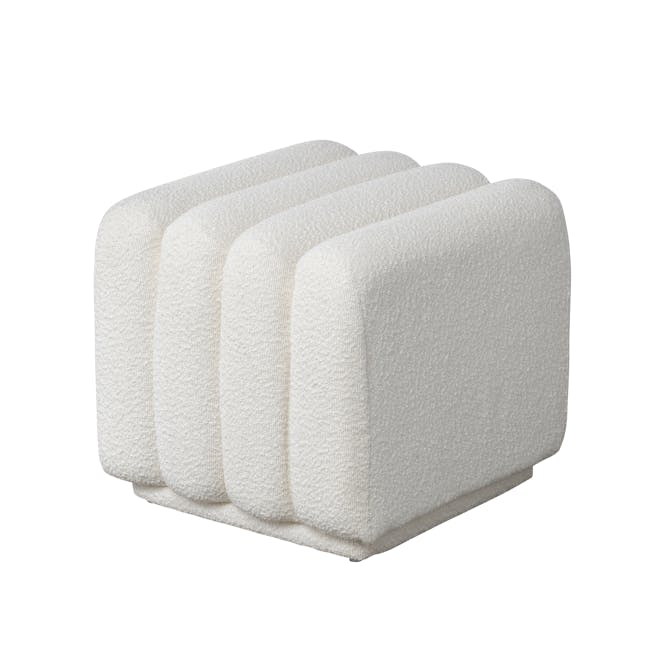 Cosmo Stool - White Boucle - 9 - White textured fabric, soft and cozy, plush cushions, modern living room, comfortable