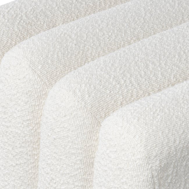Cosmo Stool - White Boucle - 3 - White textured fabric, soft and cozy, fluffy texture, intricate patterns, ribbed design